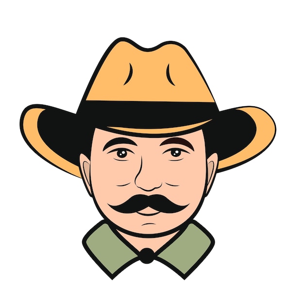 Man farmer with mustache and hat logo illustration vintage style logo design farmer man silhouette