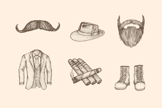 Man Fashion Vintage Illustration with Hand Drawn Style