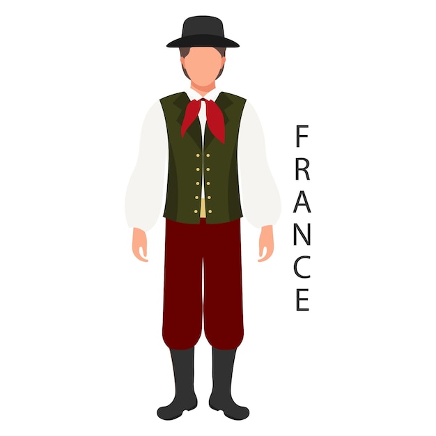 A man in a French national traditional costume Culture and retro traditions of France Illustration