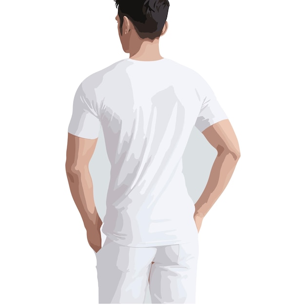 Vector man from back wearing white tshirt design