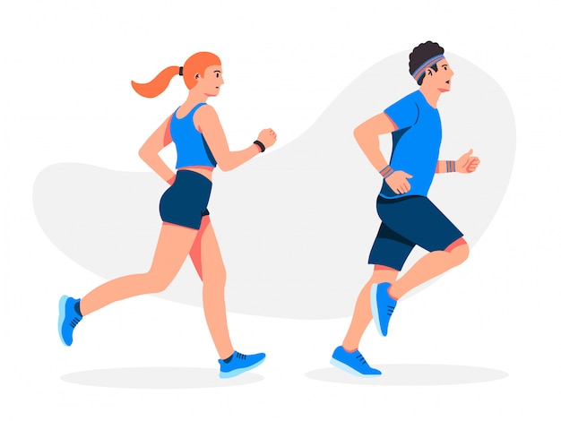 Man and Girl Running  illustration