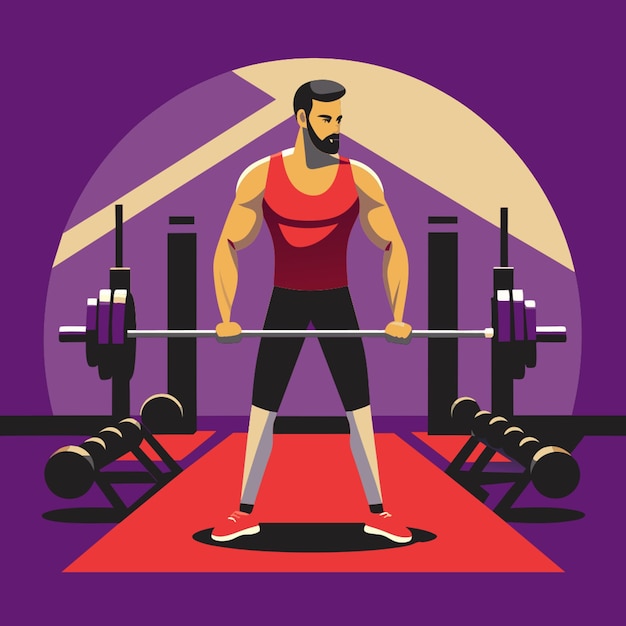 Vector man gym workout vector illustration flat 2