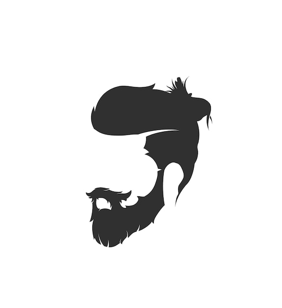 man hairstyles and hirecut with beard mustache in face.   illustration