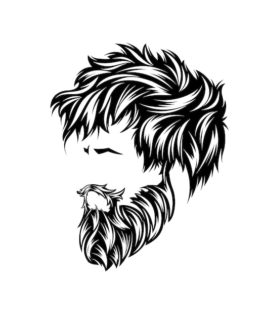 man hairstyles and hirecut with beard mustache in face.   illustration