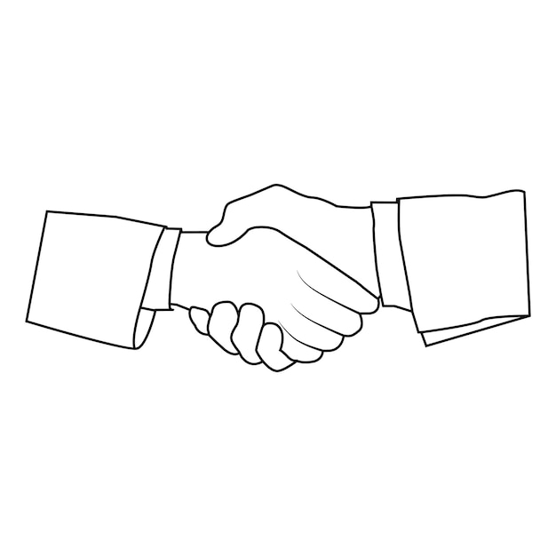 A man Hand Shake Line Vector Illustration