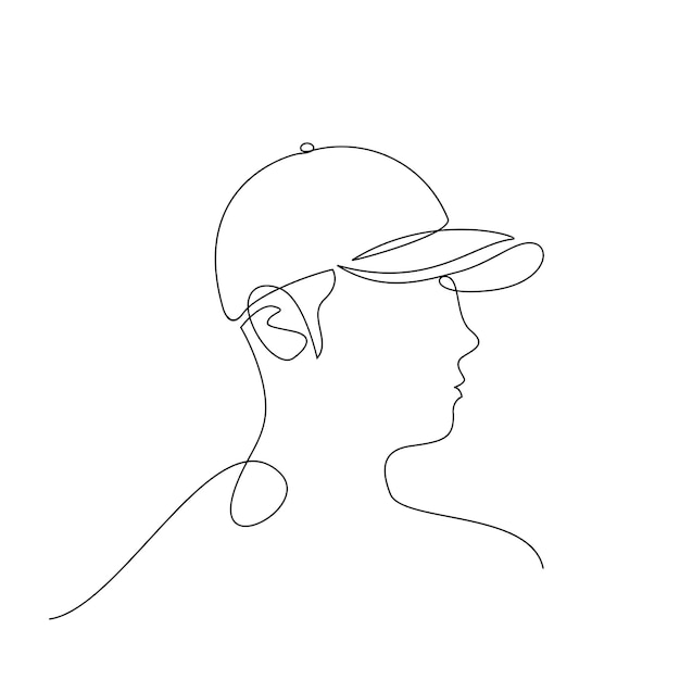 Man hat cap one line drawing vector design