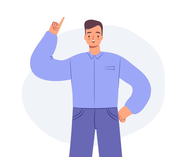 Vector man having idea. guy showing eurika gesture. office worker vector character illustration.