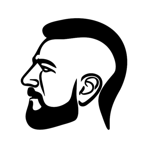 Vector man head silhoutte face awith beard fashion icon