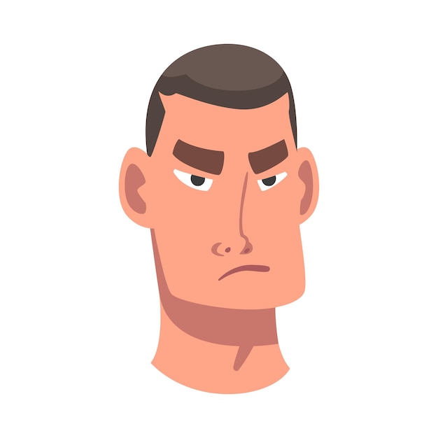 Vector man head with frown as facial expression vector illustration