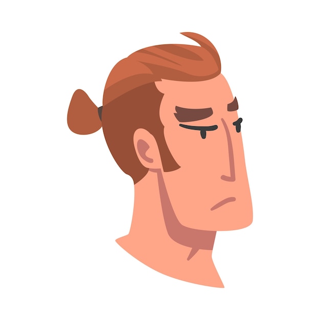 Vector man head with gloomy facial expression side view vector illustration