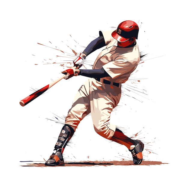 A man hitting baseball vector Illustration