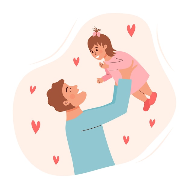 Man holding baby girl Happy father playing with his daughter Fatherhood fathers day baby care