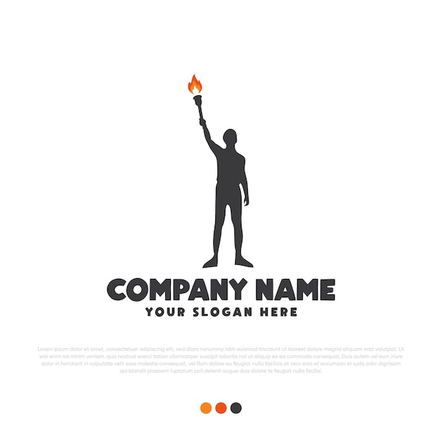 man Holding Flaming Torch premium vector