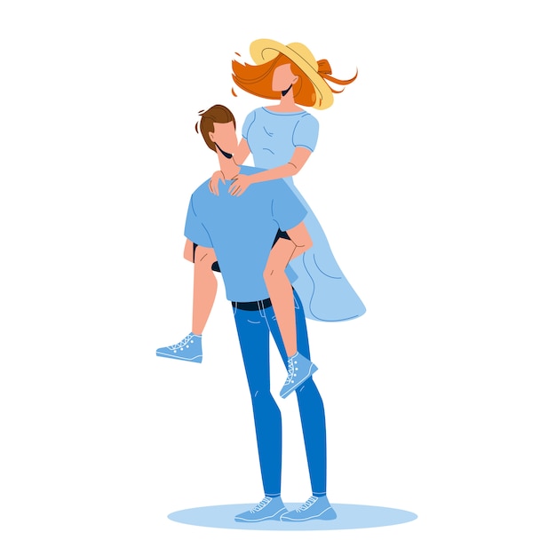 Man Holding Girl Piggyback Playing Game