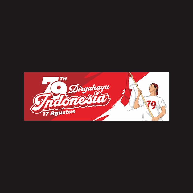 Vector man holding indonesian flag celebratin indonesia independence day