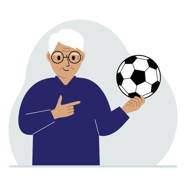 A man holds a soccer ball in his hand The concept of a player fan or coach