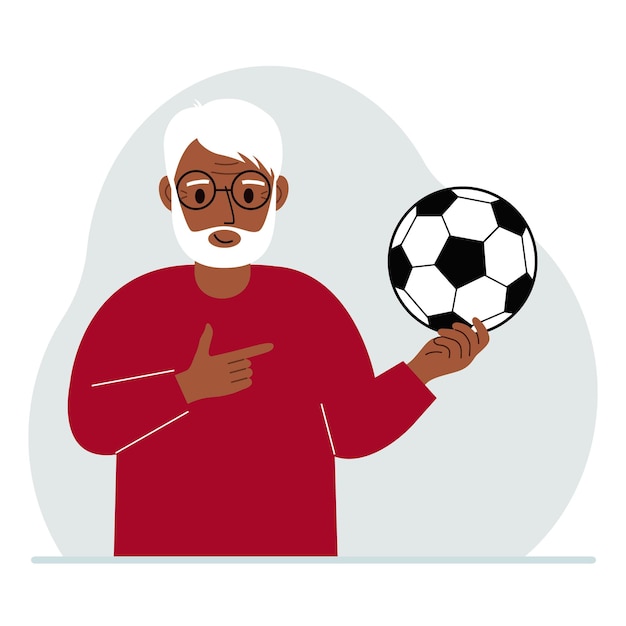 A man holds a soccer ball in his hand The concept of a player fan or coach