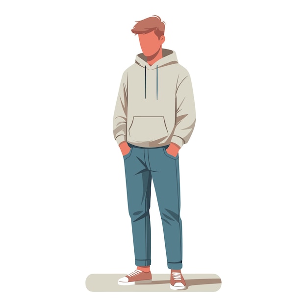 Vector a man in a hoodie stands in front of a white background fashion men young man with stylish and mod