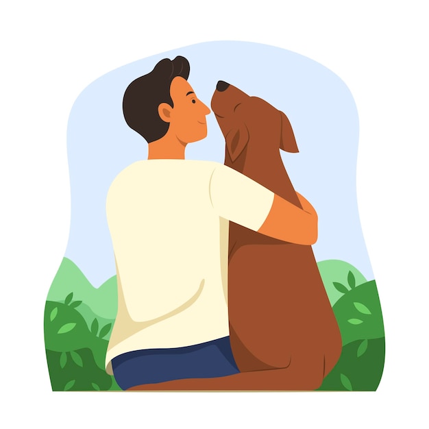 Man Hugging a Dog