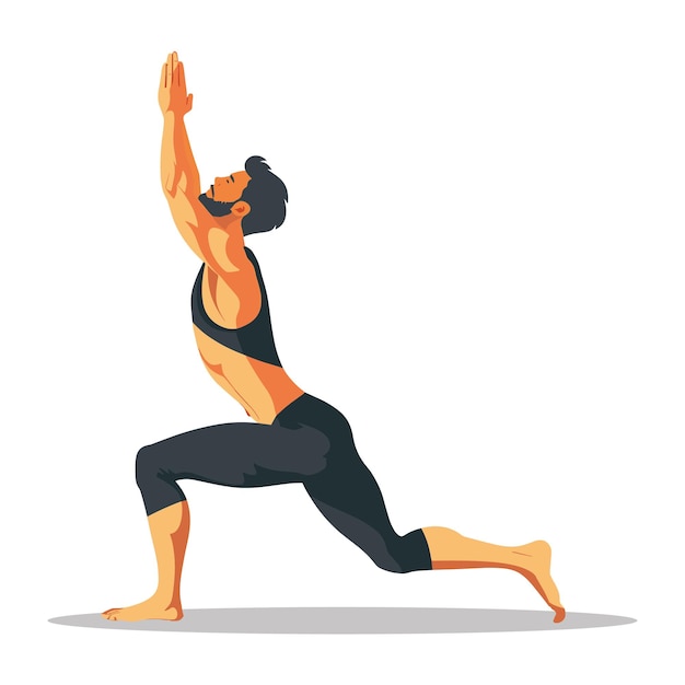 A man is doing yoga a flat illustration on a white background