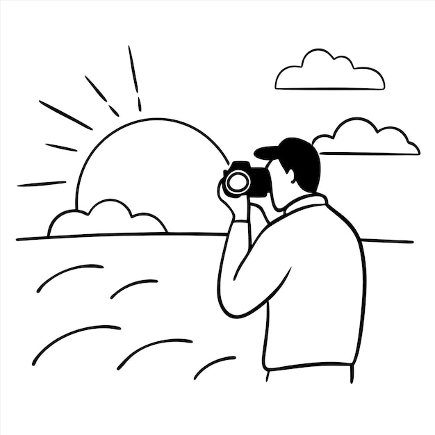 a man is looking through a pair of binoculars