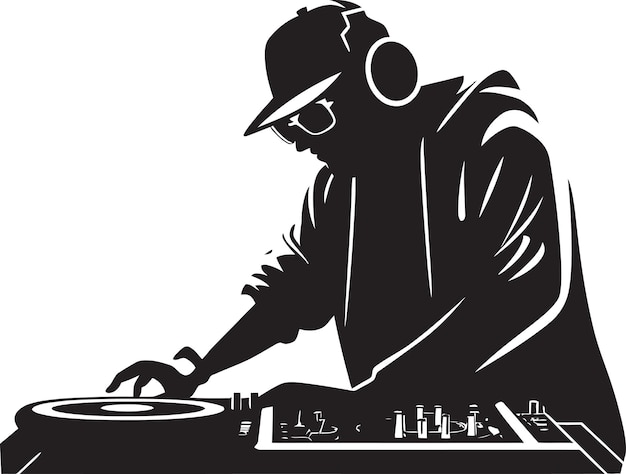 a man is mixing up a dj with a hat on his head