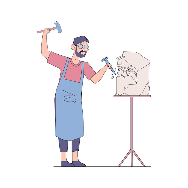 a man is painting a picture of a man with a hammer