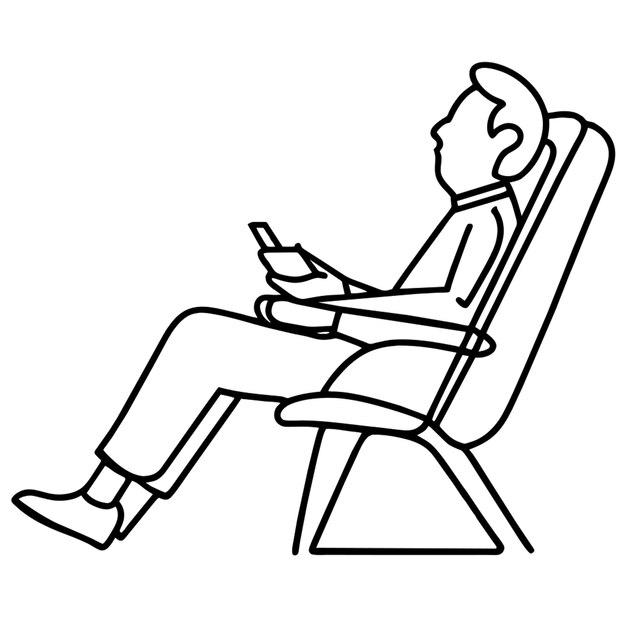 Vector a man is sitting in a chair reading a book