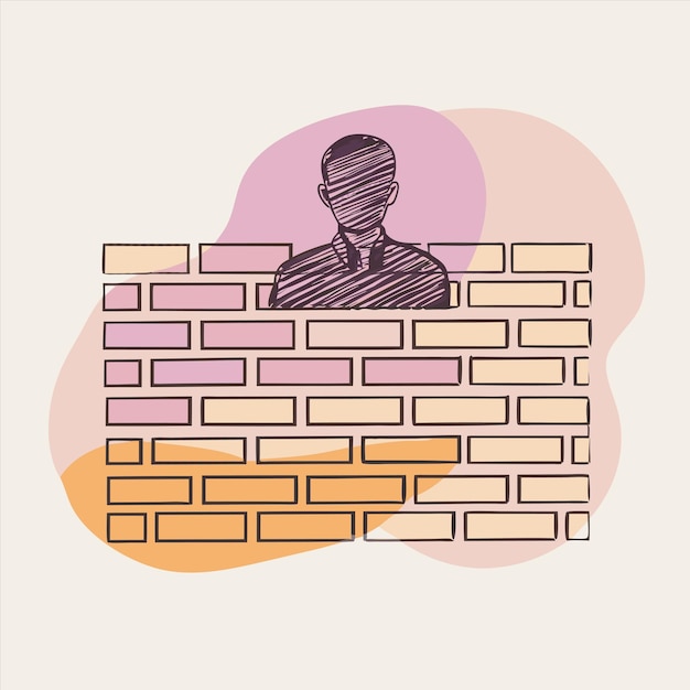 a man is standing behind a brick wall that has a man standing behind it