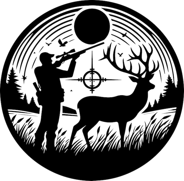 Vector a man is standing in front of a deer with a star on it