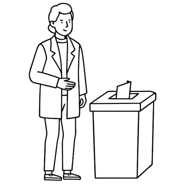 a man is standing in front of a trash can