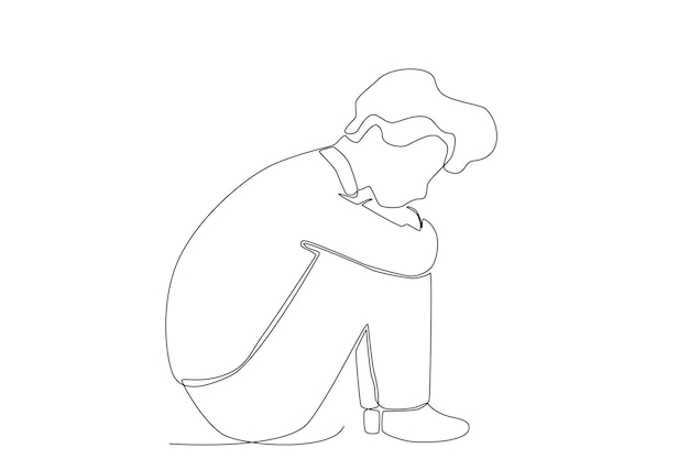 The man is stressed in the blue Monday line art