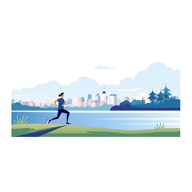 Man jogging by the waterfront flat vector svg solid color