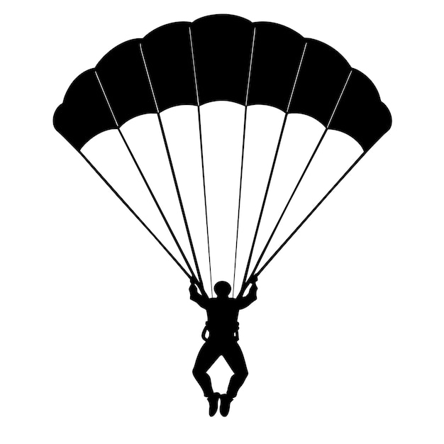 Man Jumping With Parachute vector silhouette white background 12