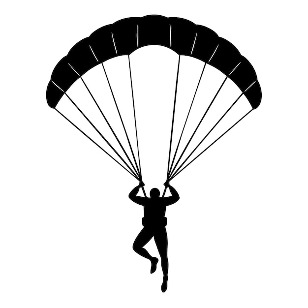 Man Jumping With Parachute vector silhouette white background 15