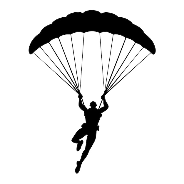 Man Jumping With Parachute vector silhouette white background 5