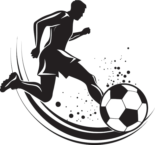 Vector a man kicking a soccer ball with the word  soccer  on it