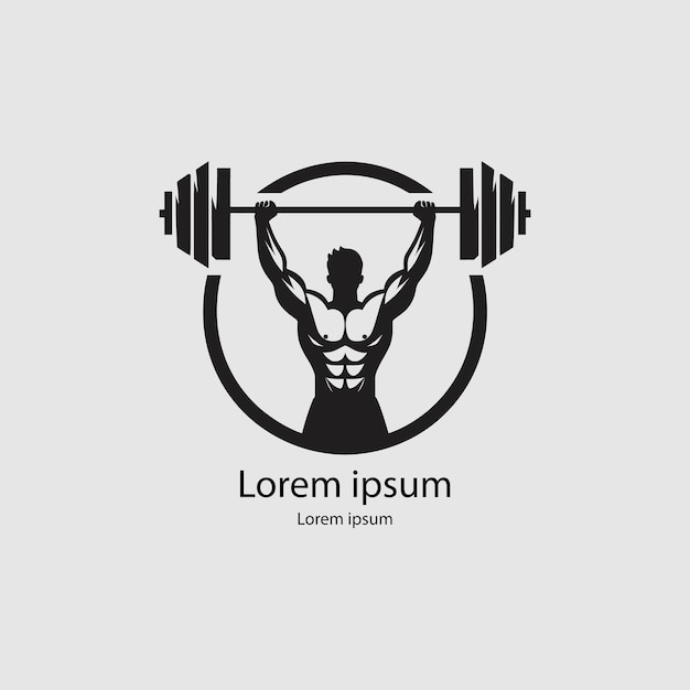 a man lifting a barbell with his hands logo