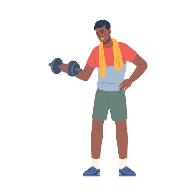 Man lifting dumbbells in gym vector