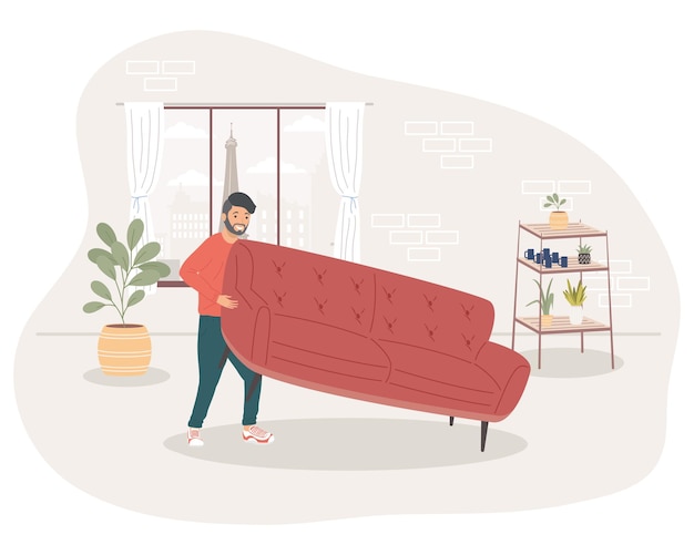 Man lifting sofa