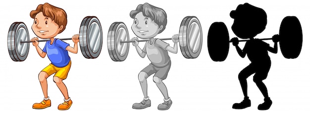 Man lifting weight character