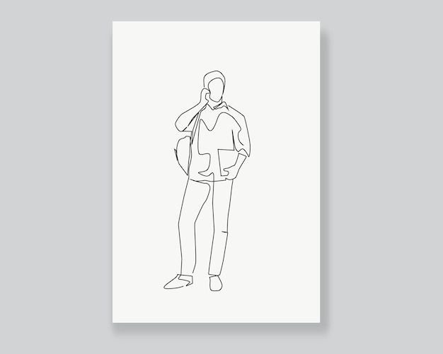 Man line art or continuous one line illustration