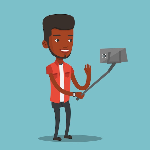 Man making selfie vector illustration.