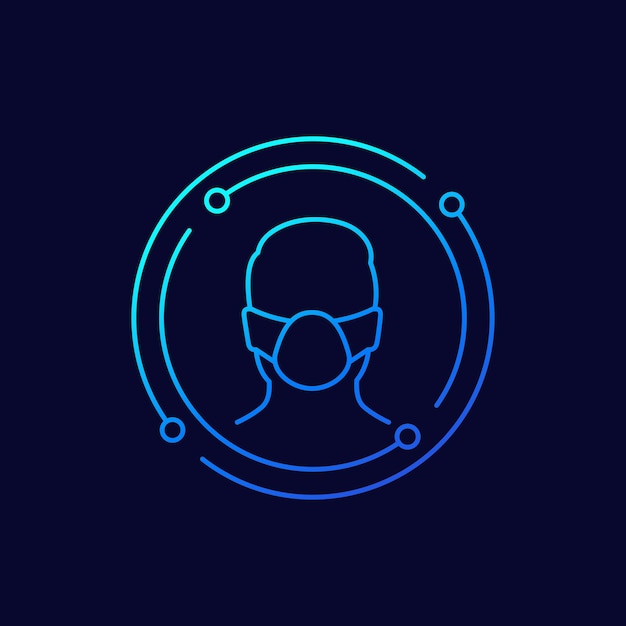 Man in mask vector line icon