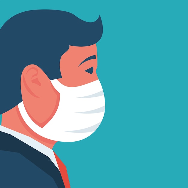 Vector man in a medical mask face mask close up young man in protective respiratory mask vector