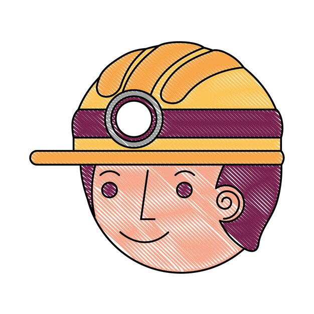 man miner in helmet face character 