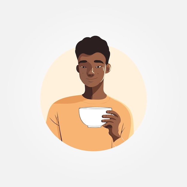 man in the morning drinking coffee from a cup