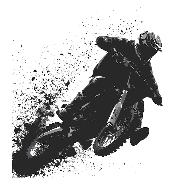 Vector a man on a motocross bike is riding a dirt bike