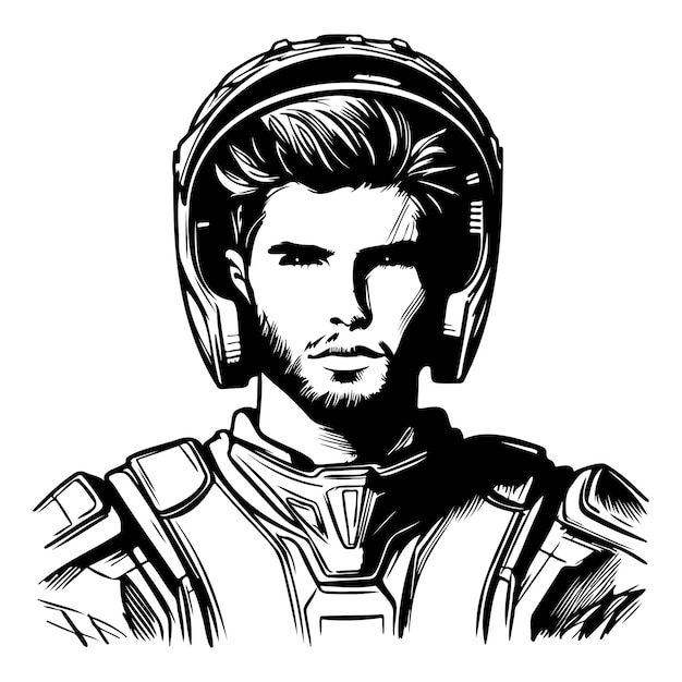 Vector man in motocross suit and helmet