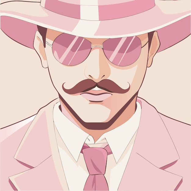 Vector a man in a pink suit and a pink hat is wearing a pink hat